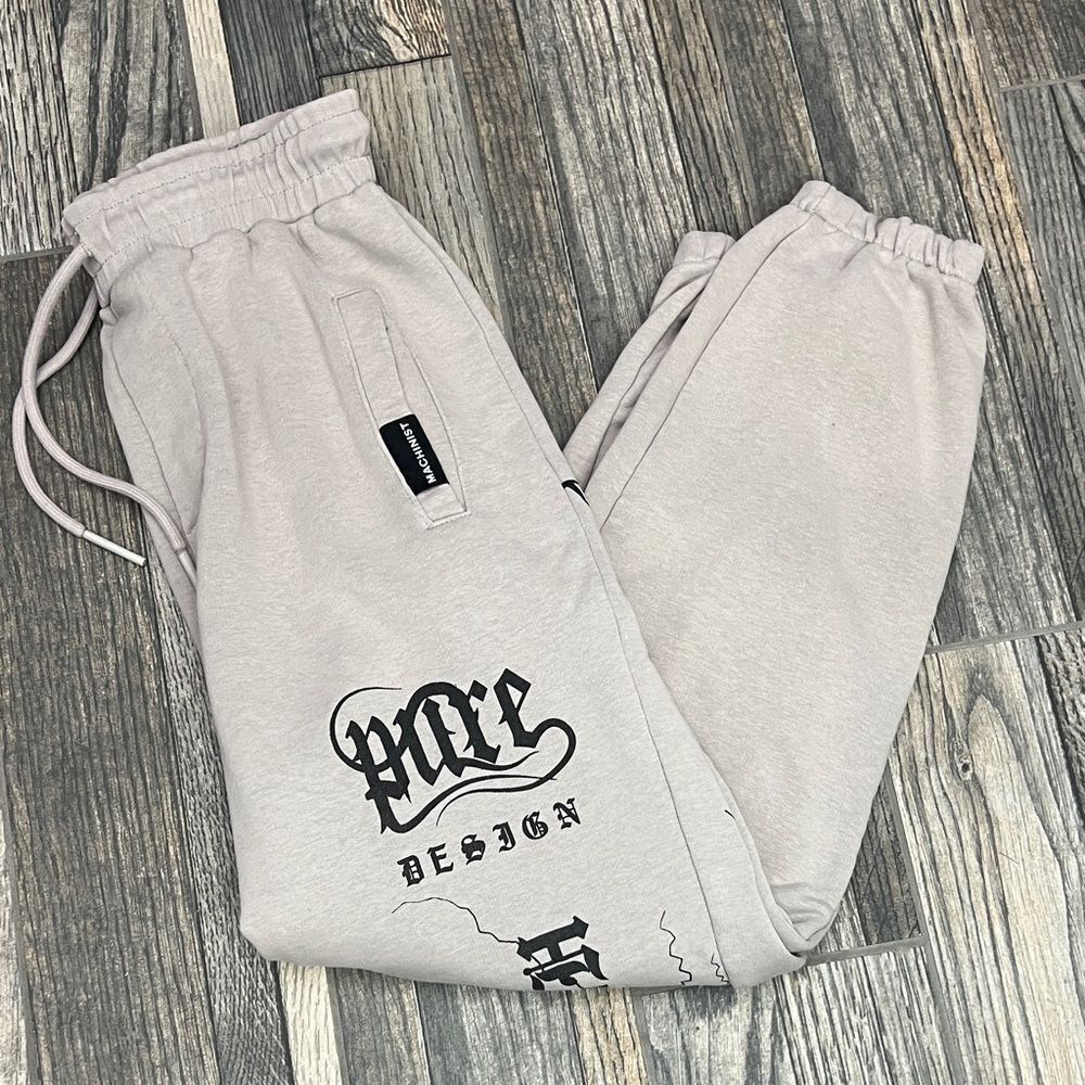 🔥🔥 Y2K MACHINIST Streetwear Brand Graphic Gray Sweatpants Men Size Large - EUC